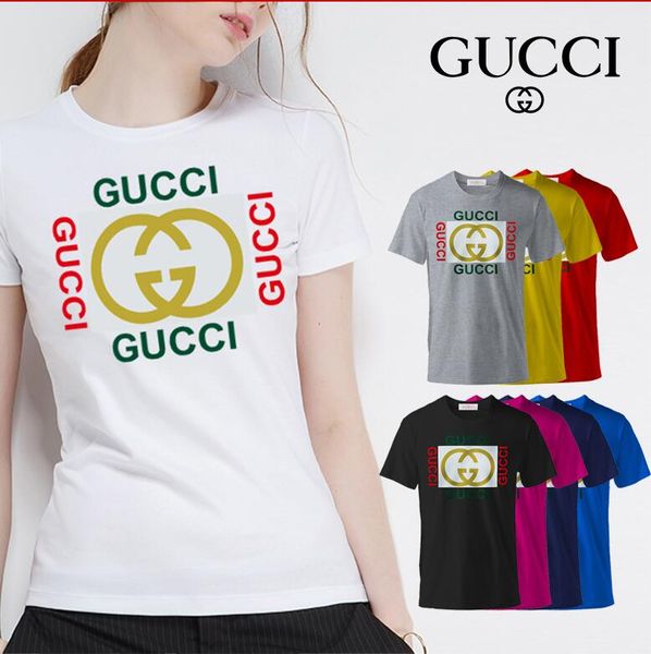

wholesale designers fashion rainbow printing design t shirts mens g womens short sleeve cotton gûccì brand shirts breathable womans tee, White