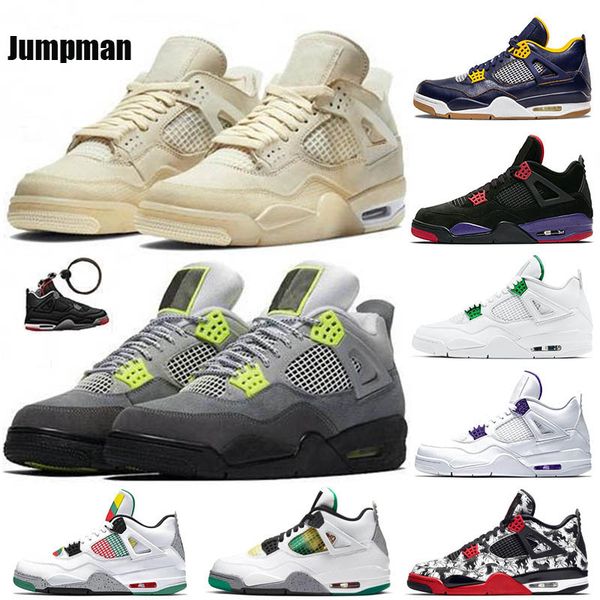 

2020 4 4s jumpman men basketball shoes sail neon metallic purple rasta basketball sneakers iv black cat bred cool grey loyal blue trainers