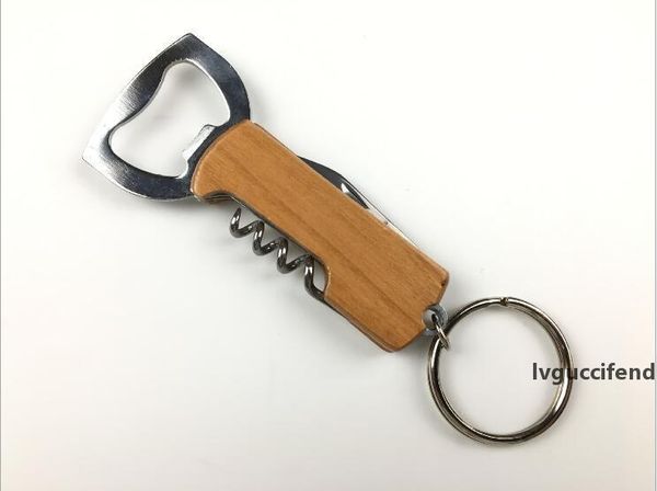 

multifunction beer wine opener folding bottle opener wooden handle knife folding keychain creative wooden knife 3 open swiss knife lxl271