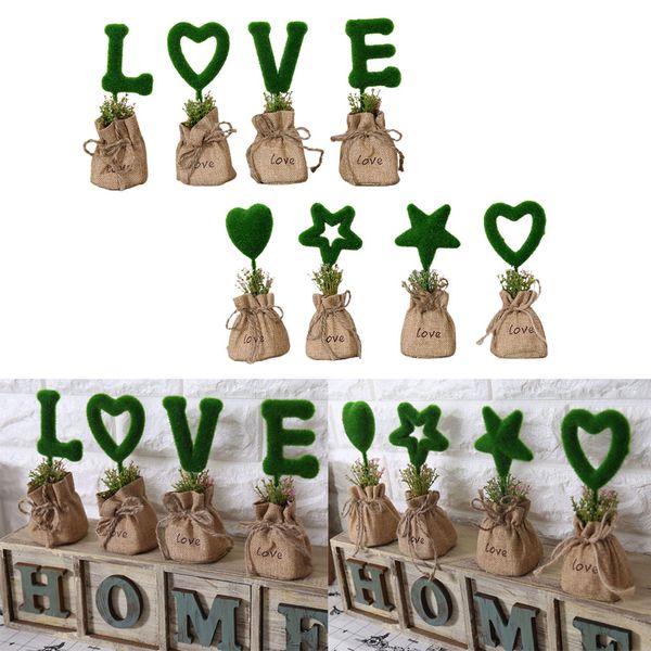 

8pcs vintage letters artificial bonsai small sack flowers potted home decor