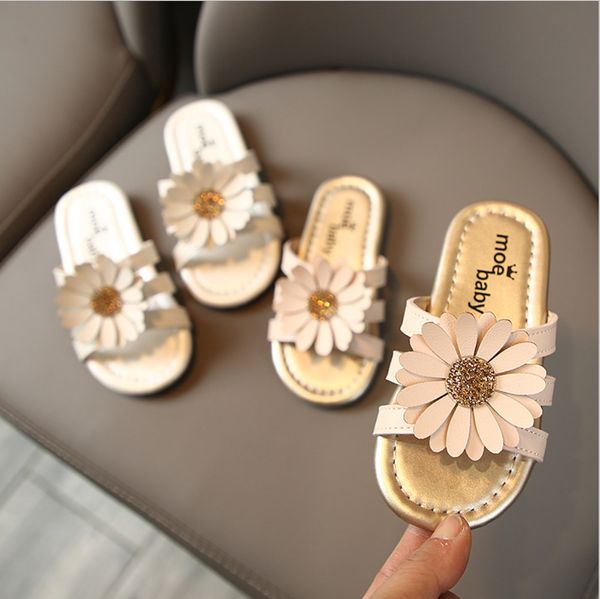 

2020 summer children's new sandals little sunflower indoor and outdoor slippers little girls light slippers, Black