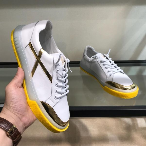 

2019y new leather men's shoes street fashion casual shoes white shoes british men original box packaging 38-4411, Black