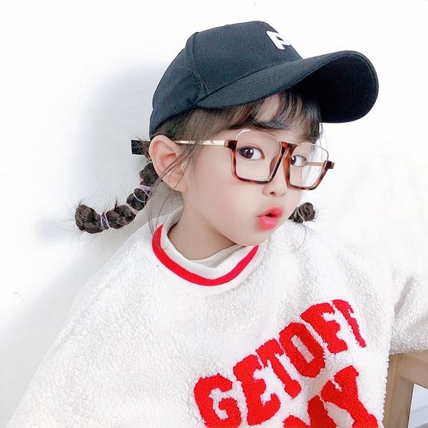 

35406 personality square half frame children's flat versatile concave shape baby lens flat glasses glasses frame, Blue