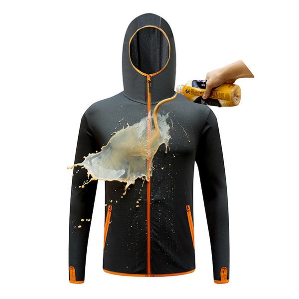 

hydrophobic anti-fouling fishing clothing coat waterproof quick-drying outdoor hunting camping hiking hooded jackets, Blue;black