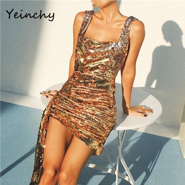 

casual dresses yeinchy ladies square collar backless sleeveless women mini sequin ribbon party fm6169, Black;gray