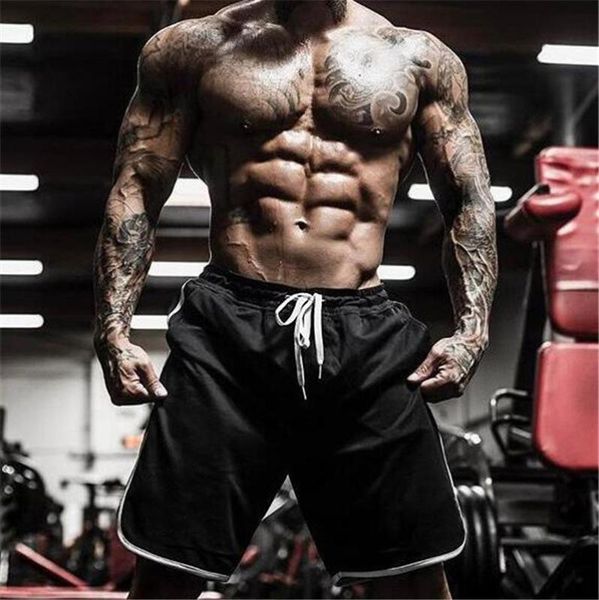 

men's mesh cargo shorts summer fashion fitness beach men gym short pants streetwear loose quick dry bodybuilding shorts, White;black