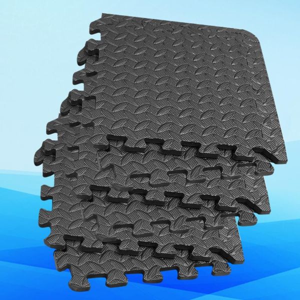 

carpets 6pcs eva leaf grain floor mats splicing pads patchwork rugs thicken cushion for gym dance room (black)