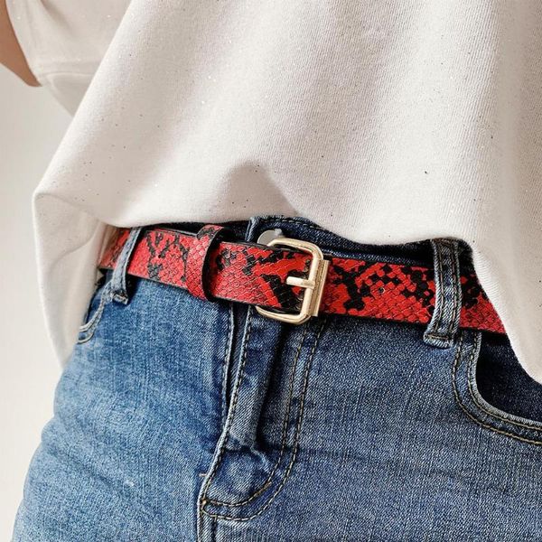 

змеиная кожа печати ремни для женщин золотой квадрат пряжкой пояс pu кожаный ремень брюки платье талия ремни для женщин dropshipping, Black;brown