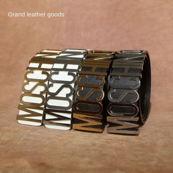 

litchi pattern women's mo siqi 8 litchi belt letters belt women's fashion wide waistband, Black;brown