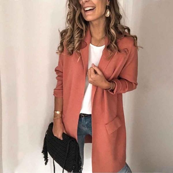 

long sleeve fake pocket solid women suit coat spring autumn office slim business trip shopping daily dating casual lapel hip, White;black
