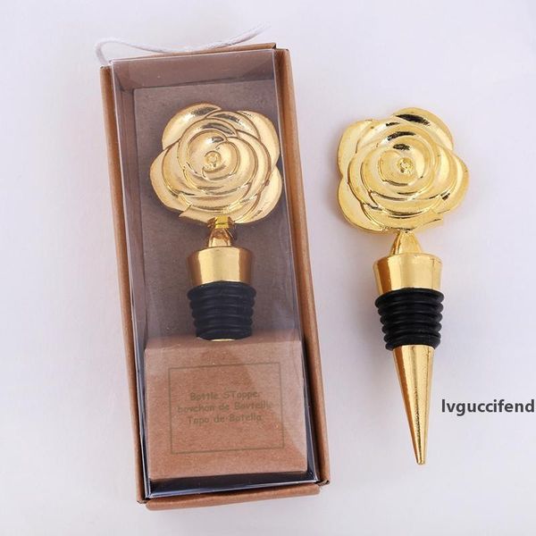 

gold rose wine sers in gift boxes rose flowers wine bottle ser party favors wedding giveaways for guests