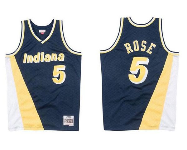 

мужская баскетбольная индиана pacers 5 jalen роза mitchell ness белый синий 1996-97 hardwoods classics аутентичные джерси, Black;red