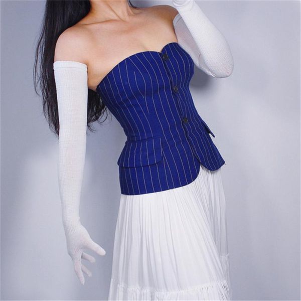 

extra long wool gloves 70cm knitted five-finger high elastic wool-containing women' warm white zz70-2, Blue;gray