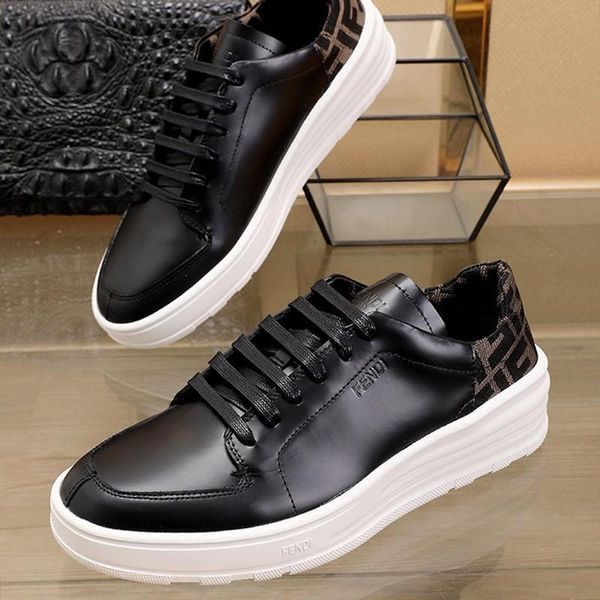 

black leather low sneaker mens shoes breathable luxury shoes lace -up casual men shoes fashion sneakers flats platf