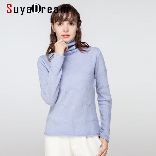 

suyadream woman sweaters 100%cashmere turtleneck pullovers long sleeve solid sweaters 2020 fall winter knit top, White;black