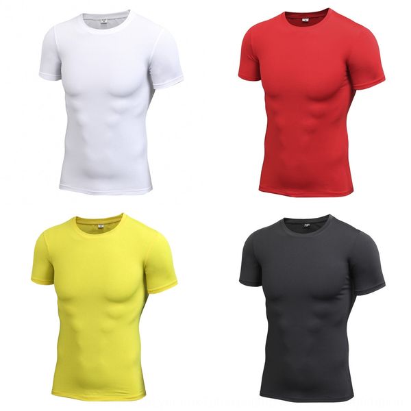 

men's pro fitness sports running tights t- stretch quick-drying short-sleeved t- shirt shirt 4001, Black