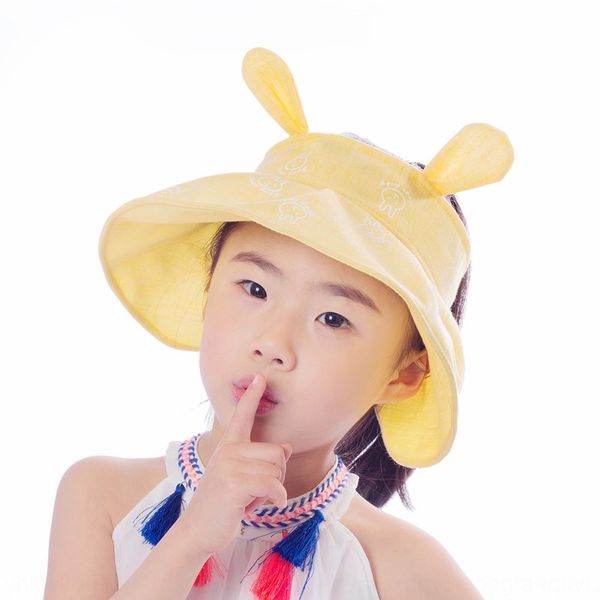 

new sun girl summer sunscreen rabbit ear children's boy tu tu er sun hat baby's empty hat, Blue;gray