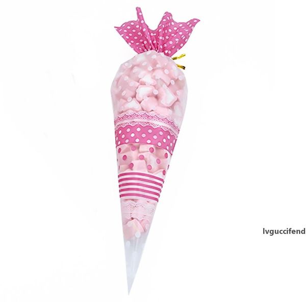 

50pcs birthday clear cookie triangle party favor cone cute home candy bag kids shopping gift package wedding supplies