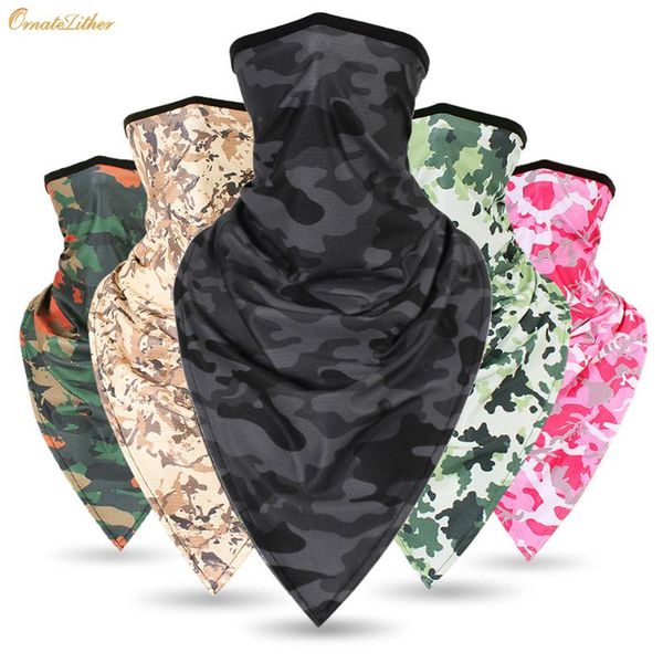 

camouflage triangle bandana scarf women neck gaiter cycling hiking running face mask for outdoor tube warmer men bandanas sheild, Black