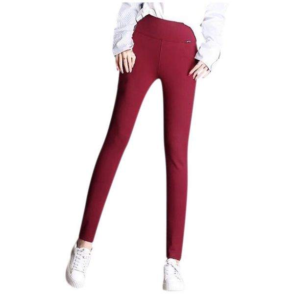 

garemay women winter warm pants velvet trousers high waist elastic middle aged mother stretch straight pants plus size 5xl, Black
