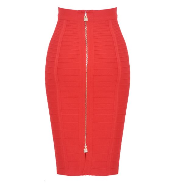 

2020 bandage bodycone skirts knee length zipper back club celebrity woman red blue nude bodycon skirts bandage, Black