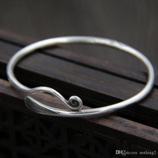 

роскошные ювелирные s999 стерлингов серебряных браслетов открыть простые браслеты для женщин классических горячих мод свободных судоходства, Black