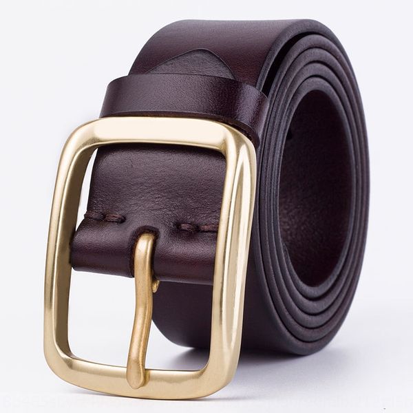 

men's pin buckle leather italy layer cowhide copper casual pants pin buckle belt casual pants belt, Black;brown