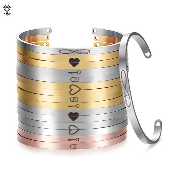 

stainless steel rose gold positive inspirational design bracelet engraved quote mantra bracelet & for lovers sl-014, Black