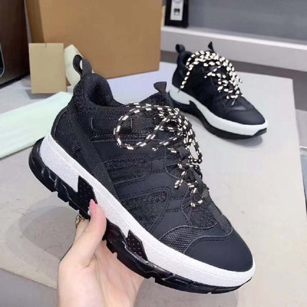 

fashion real leather handmade multicolor gradient technical fabric sneakers women famous shoes 06 b20, Black