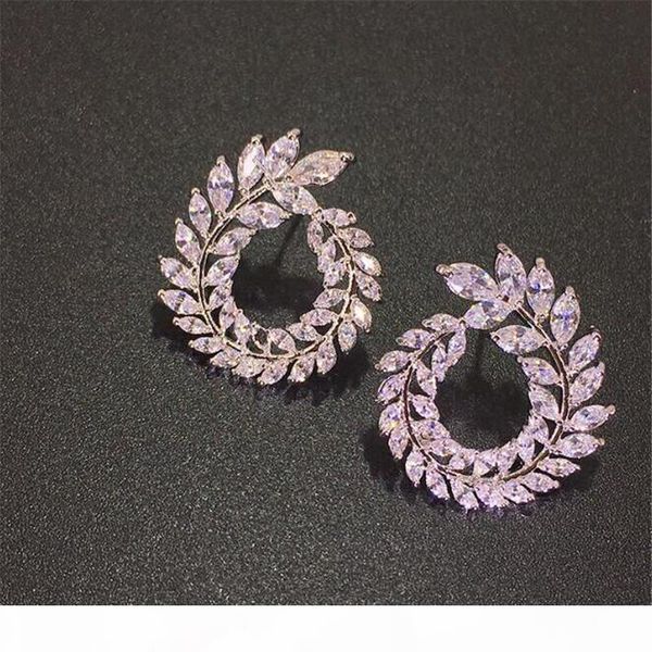 

r luxury jewelry 925 sterling silver full marquise cut white z cz diamond party women wedding stud earring for lovers 'gift, Golden;silver