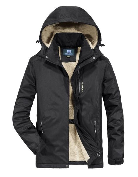 

mens warmth windproof hoodie winter coat warm keep cotton waterproof outdoor jackets for men, Black;red