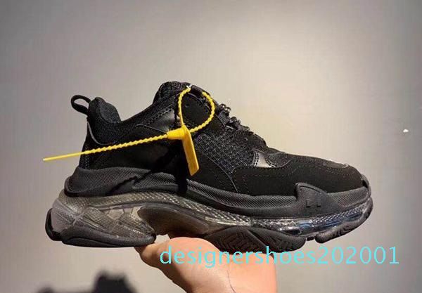 

2019 paris 17fw triple-s crystal bottom green luxury dad shoes platform triple s sneakers for mens women vintage kanye grandpa trainers d01, Black