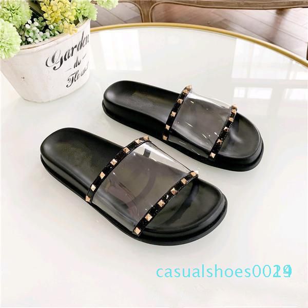 

designer slippers women sandal slipper genuine leather fashion designer women shoes sandals slide c29, Black