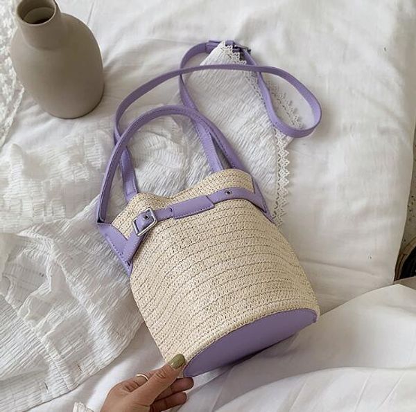 

designer women beach bags new fashion woven bag casual bucket handbags lady travel shoulder bags