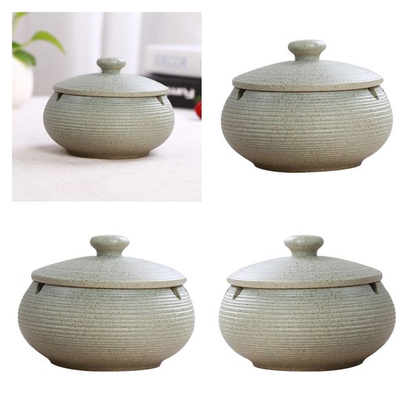 

3x ceramic ashtray with lids ash tray for indoor outdoor home decoration