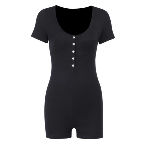 

дамы лето ползунки, вязание комбинезона, сплошной цвет с коротким рукавом круглый шеи девушки одежда пуговицы, Black;white