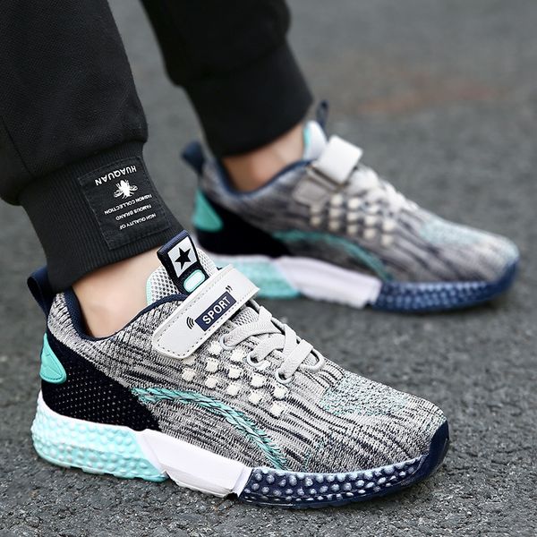 

autumn 2020 new children's boys' sports casual shoes girls' breathable soft-soled flying shoes middle and large children&#039, Black