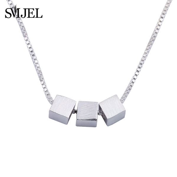 

smjel new delicate three square pendant necklaces for women party gift geometric necklace bridesmaid gift jewelry bijoux syxl015, Silver