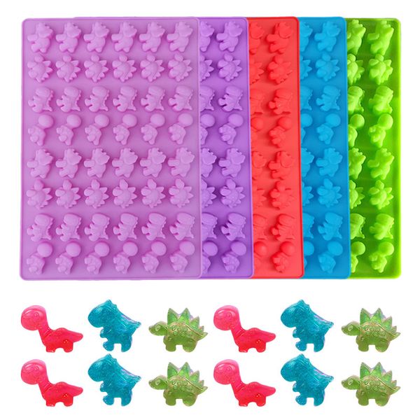 48 cavità Stampo per dinosauro Stampi per torta gommosa in silicone Stampo per cioccolato Vassoio per cubetti di ghiaccio Stampo per fondente per caramelle Strumenti di decorazione di cottura