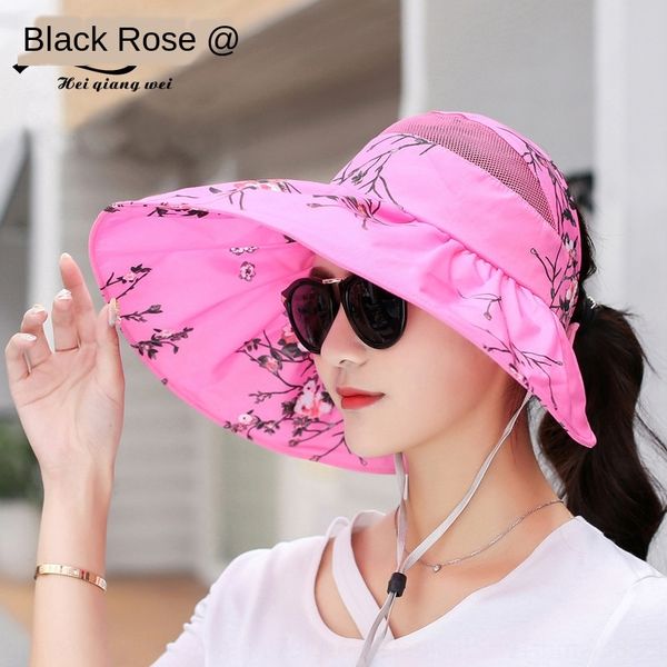 

summer printed breathable empty female female sunscreen foldable sun hat large eaves outdoor empty sun hat, Blue;gray