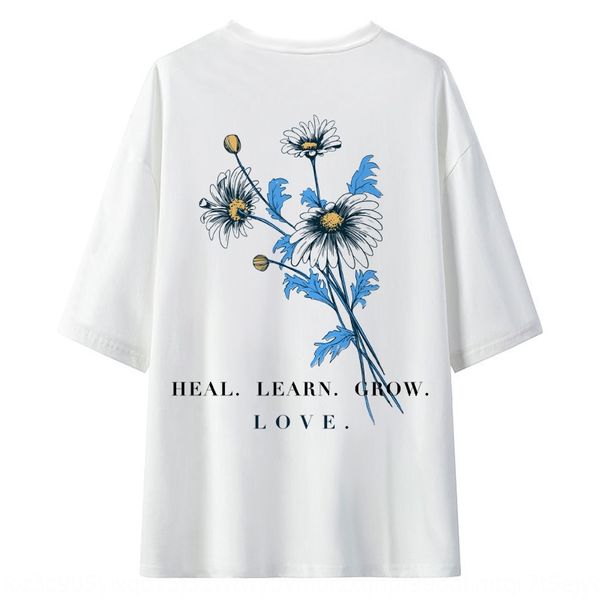 

chrysanthemum women's short t-shirt sleeve ins fashion internet celebrity korean style cotton loose casual t-shirt new summer 2020, White