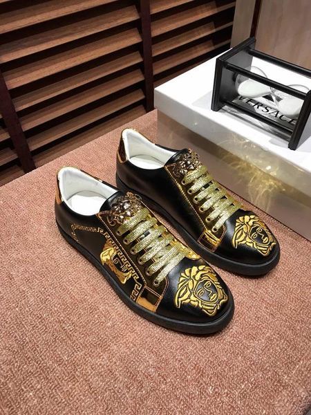 

2020s fashion men's running shoes luxury casual shoes breathable leather classic sneakers low-party shoes, size: 38-451, Black