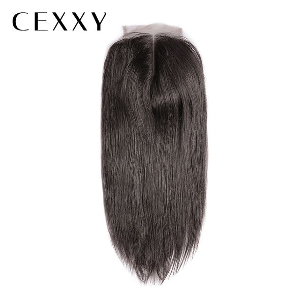 

[cexxy] onecut hair straight 4x4 p brazilian remy hair natural color 4x4 straight lace closure 100% human hair, Black