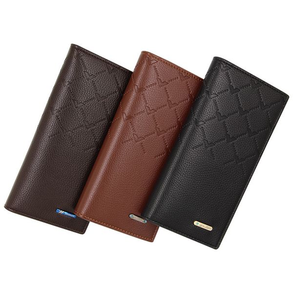 

new style business men's wallet, fashion trendy vertical multifunctional long wallet, high-quality manufacturer spot supply, Brown;gray