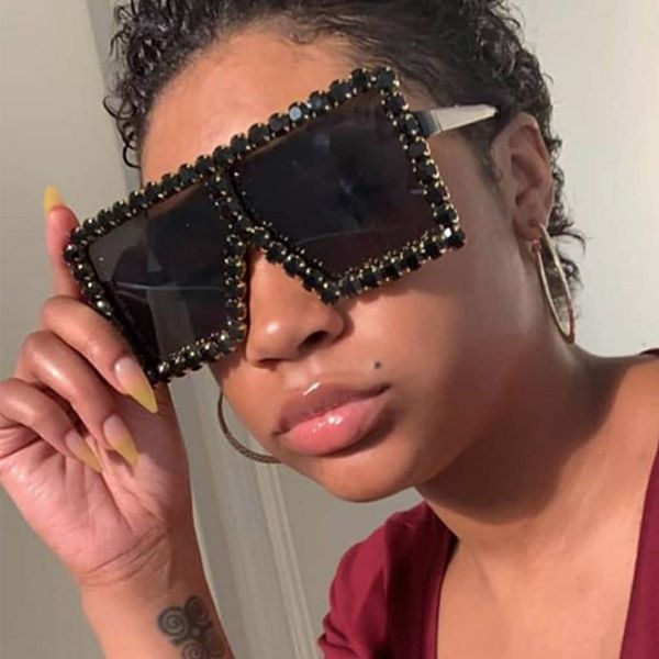 

luxury big frame rhinestones sunglasses women shield one piece glasses pink shades for women wholesale sun glasses black diamond, White;black