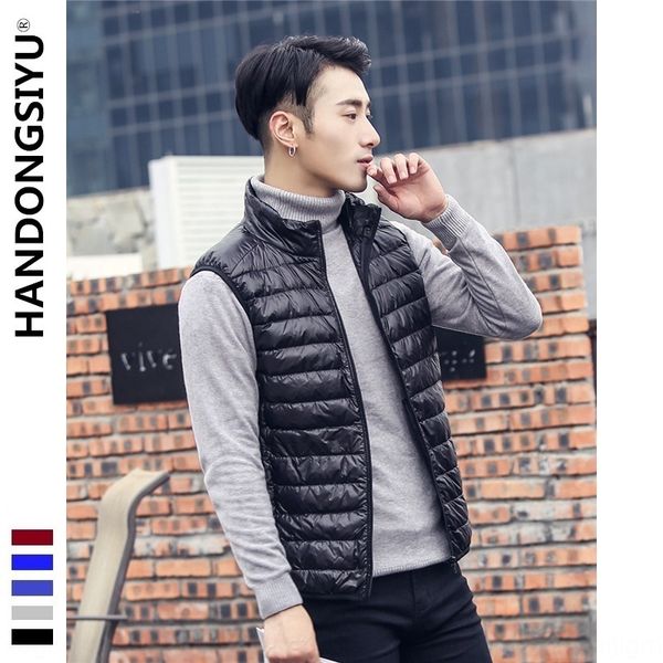 

зима siyu 2020 легкая куртка вниз жилет жилет мужской легкий пуховик мужской плюс размер, Black