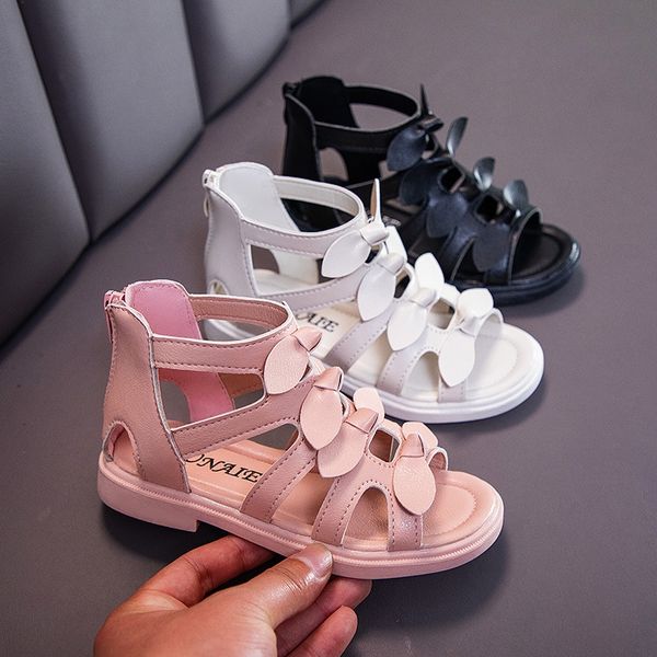 

new 2020 comfortable breathable girl bowknot roman casual sandals fashion student sandals children's shoes children's shoes, Black;red