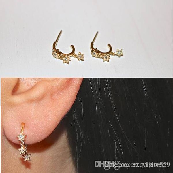 

mini circle hoop star charm earring for women 925 sterling silver christmas gift delicat dainty silver jewelry