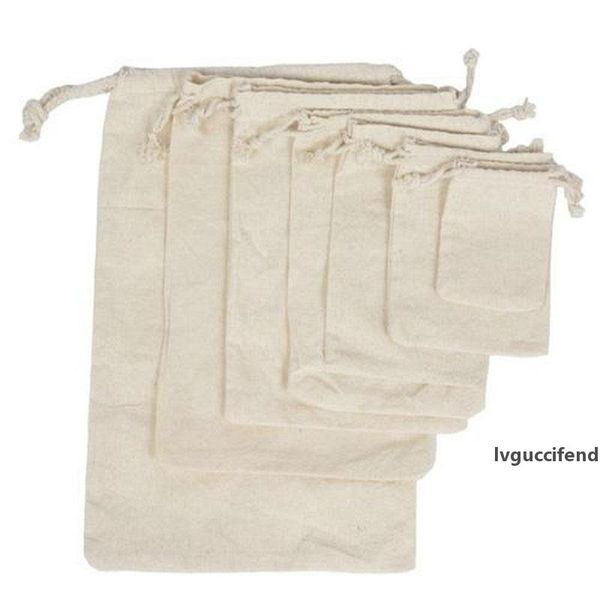 

100 natural cotton laundry favor holder fashion jewelry pouches canvas drawstring pouches jewelry packaging display bags solid color cenxh