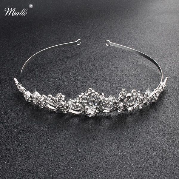 

miallo fashion crystal stone princess tiaras and crowns silver color luster zinc alloy diadem wedding women hair jewelry, Golden;silver